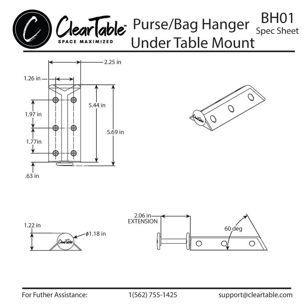 PURSE / BAG HANGER - UNDER TABLE MOUNT