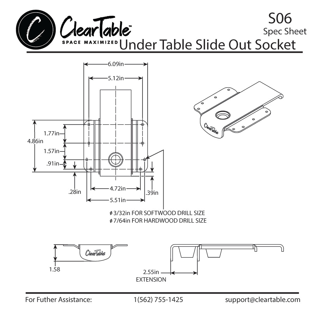 UNDER TABLE SLIDE OUT SOCKET