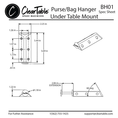 PURSE / BAG HANGER - UNDER TABLE MOUNT