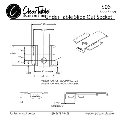 UNDER TABLE SLIDE OUT SOCKET