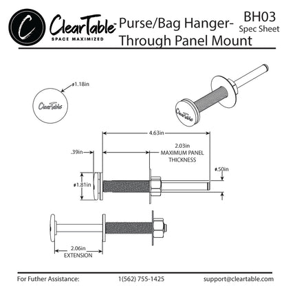 PURSE / BAG HANGER - THROUGH PANEL MOUNT